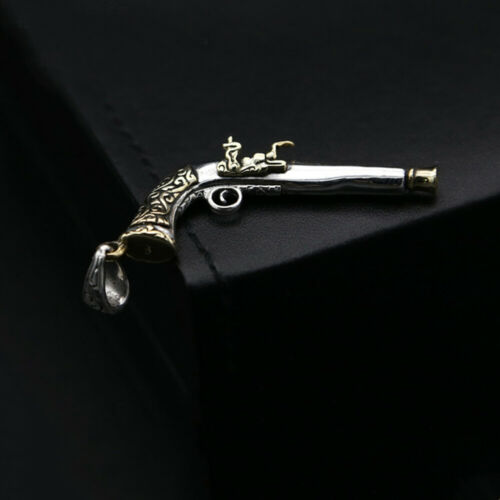 Real 925 Sterling Silver Pendants Pistol Gun Jewelry