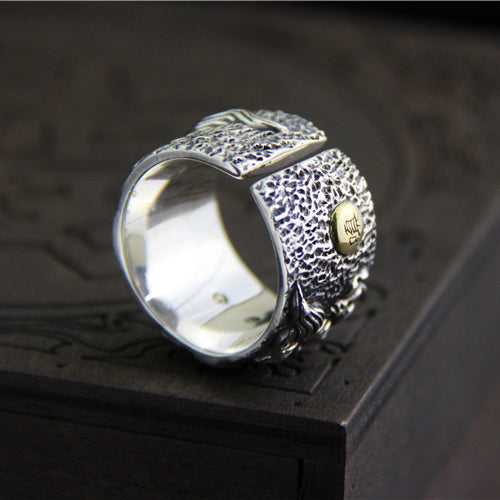 Heavy Real Solid 925 Sterling Silver Ring Mythical Animals Punk Jewelry Open Size 9-12