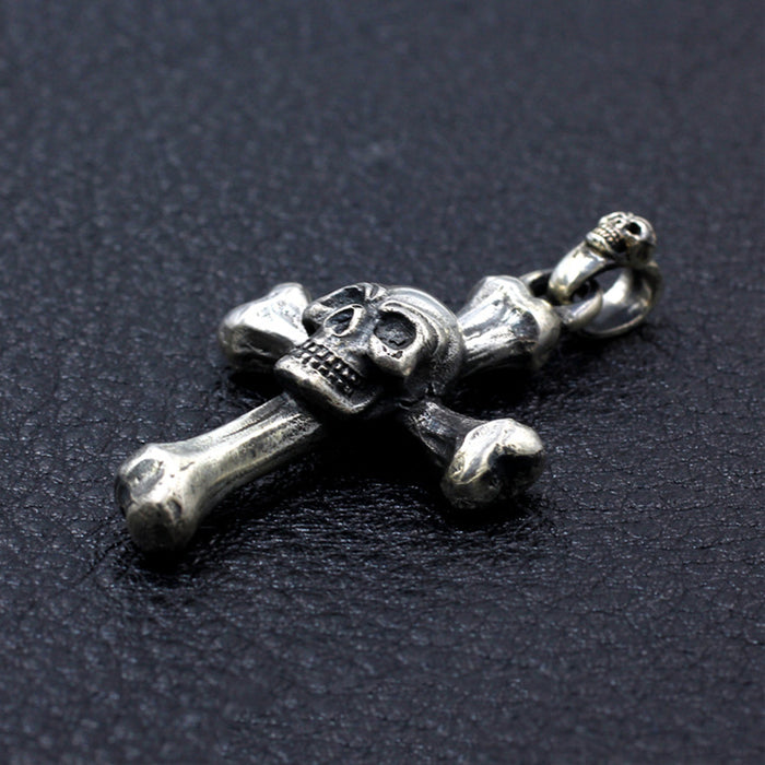 Men's Real Solid 925 Sterling Silver Pendants Skull Cross Jewelry