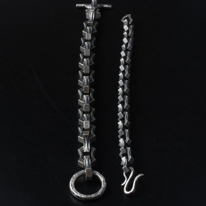 Men's Real Solid 925 Sterling Silver Bracelet Link Dragon Bone Punk Jewelry 7.5" 8.3"