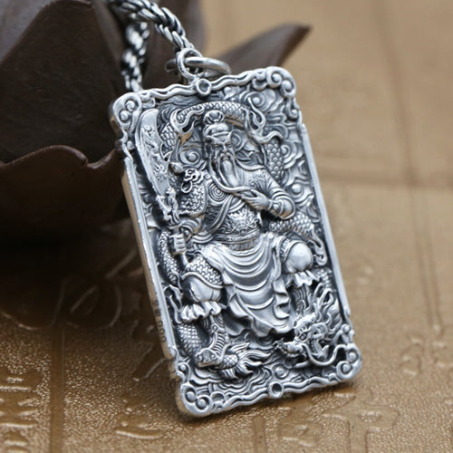 Real 999 Pure Silver Pendant Guan Yu Characte Jewelry