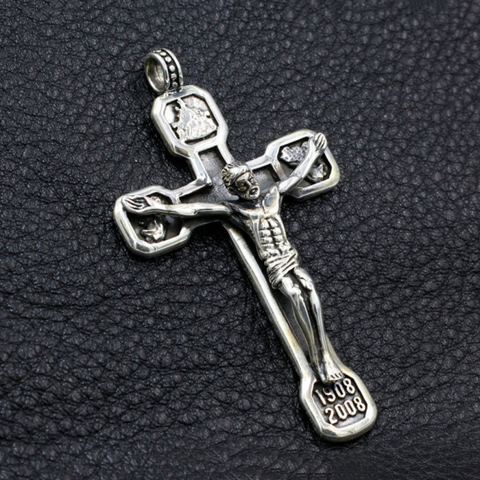 Men's Real Solid 925 Sterling Silver Pendants Jewelry Jesus Cross
