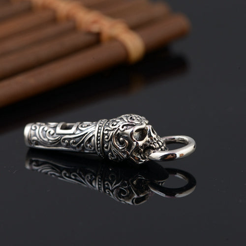 Real 925 Sterling Silver Pendant Whistle Skull Jewelry