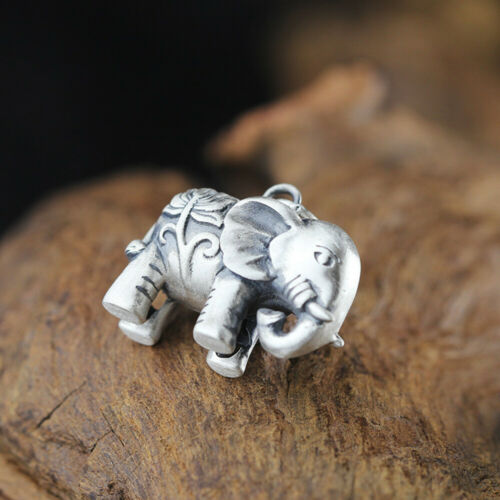 Real 990 Pure Sterling Silver Pendants Elephant Hollow out