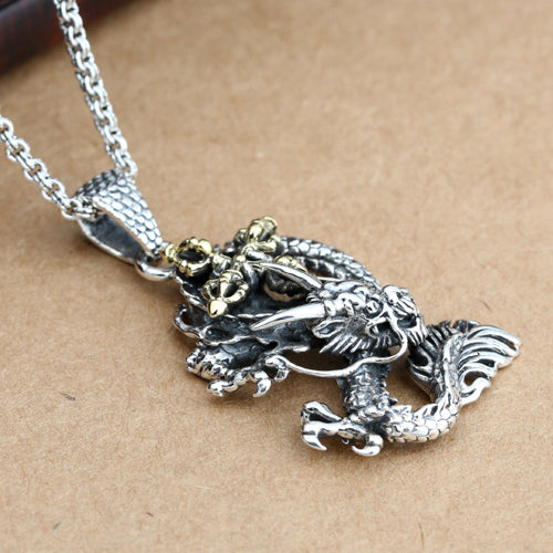 925 Sterling Silver Pendant Vajra  Dragons Jewelry