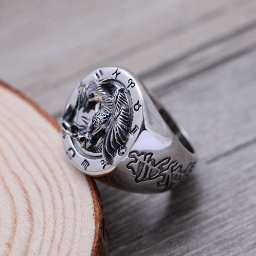 Real Solid 925 Sterling Silver Ring Animals Rosefinch Mythical Creatures Punk Jewelry Size 8 9 10 11