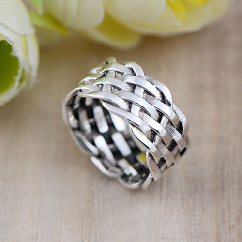 Real Solid 925 Sterling Silver Ring Classic Braided Twisted Punk Jewelry Size 8 9 10 11 12 13