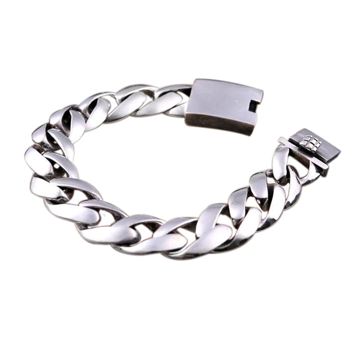 Real Solid 925 Sterling Silver Bracelets Cuban Link Chain Fashion Jewelry
