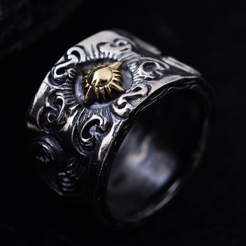Real Solid 925 Sterling Silver Ring Sun Punk Gothic Jewelry Size 8 9 10 11 12