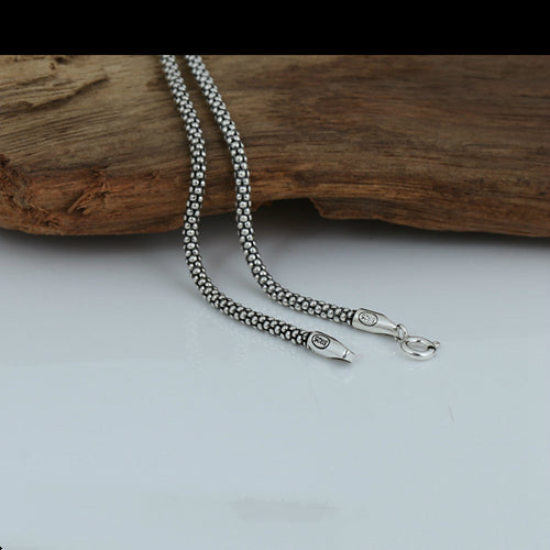Real Solid 925 Sterling Silver Necklace Chain Corn Men's 18"-32“