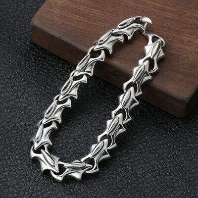 Real Solid 925 Sterling Silver Bracelet Bangle Link Creative Personality Fashion Jewelry 7.9''