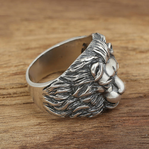 Huge Heavy Real Solid 925 Sterling Silver Ring Animals Lion King Punk Jewelry Size 8 9 10 11