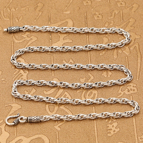 Real Solid 925 Sterling Silver Necklace Oval Loop Braided Chain 20" - 26"
