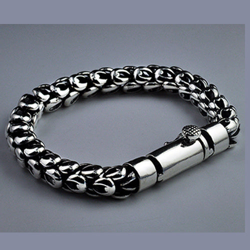 Real Solid 925 Sterling Silver Bracelet Link Chain Dragon Scale Thick Punk Jewelry 7.5" - 8.7"