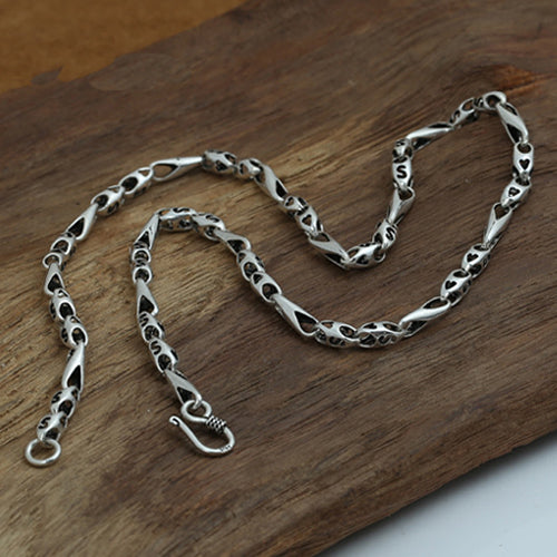 Genuine Solid 925 Sterling Silver Triangular Knot Chain Men Necklace18"-24"
