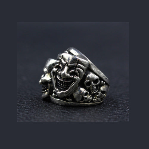 Real Solid 925 Sterling Silver Ring Joker Skulls Punk Hip Hop Jewelry Size 7 8 9 10 11