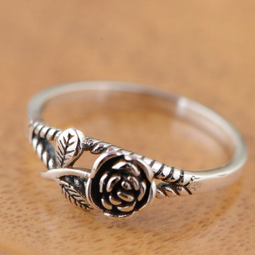 Women's Real 925 Sterling Silver Ring Rose Jewelry Size 6 7 8