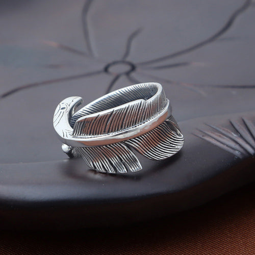 Real Solid 925 Sterling Silver Ring Animals Eagle's Head Feather Fashion Punk Jewelry Size 8 9 10 11 12