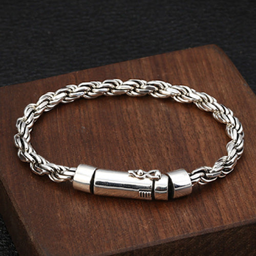 Real Solid 925 Sterling Silver Bracelet Twist Chain Braided Jewelry 7.9"