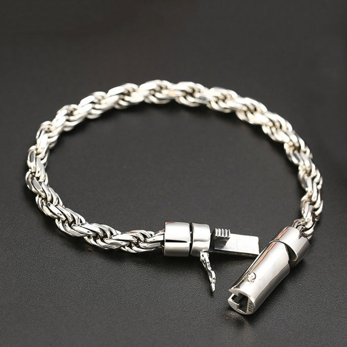 Men's Real Solid 925 Sterling Silver Bracelet Jewelry Twist Braided Chain 7.9"