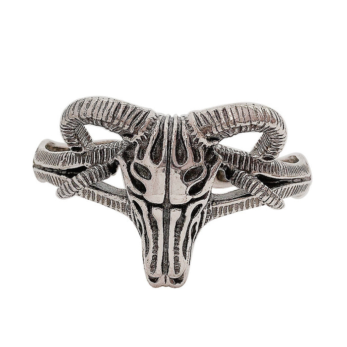 Men's Real Solid 925 Sterling Silver Cuff Bracelet Bangle Animals Goat Head Skulls Punk Jewelry
