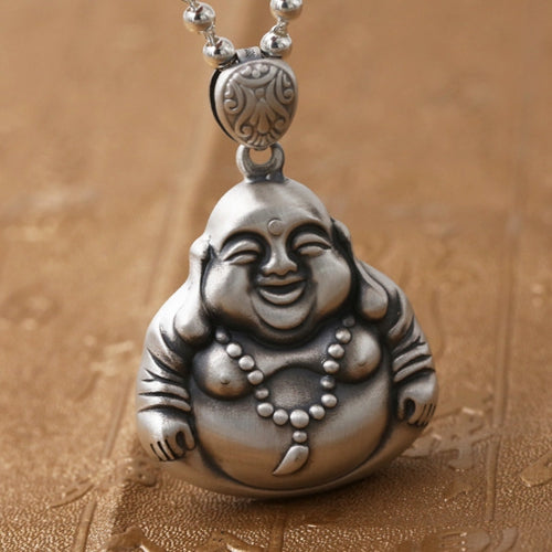 Real 990 Sterling Silver Pendant Maitreya Buddha Jewelry