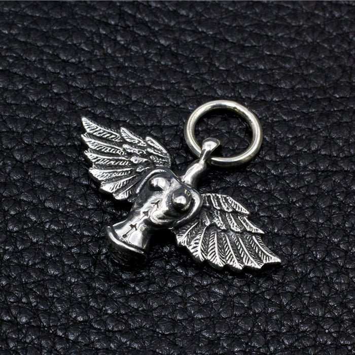 Real Solid 925 Sterling Silver Pendants Angel Wing Cross Goddess Of Victory