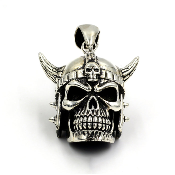 Men's Real Solid 925 Sterling Silver Pendants Skull Warrior Jewelry