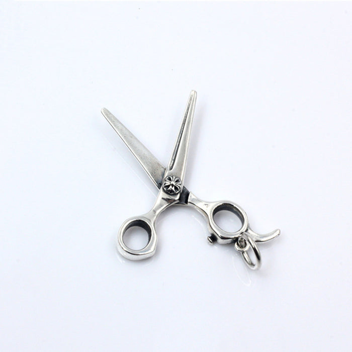 Men's Women's Real Solid 925 Sterling Silver Pendants Scissors Flower Fashion