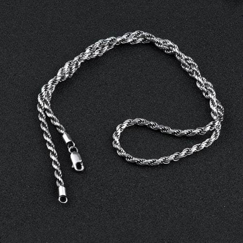 Real Solid 925 Sterling Silver Necklace Braided Rope Chain 18" 20" 22" 24"