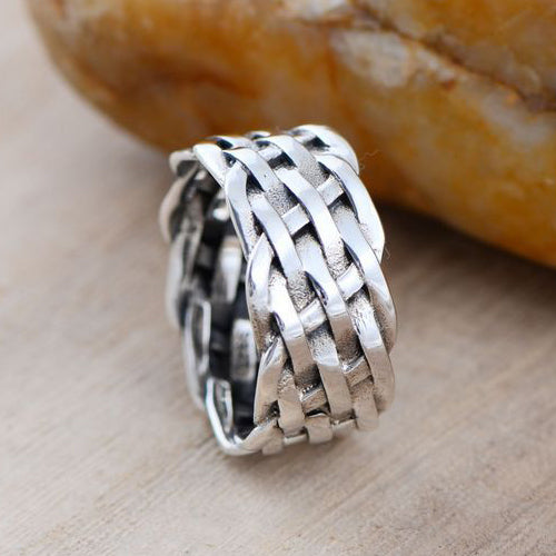 Real Solid 925 Sterling Silver Ring Classic Braided Twisted Punk Jewelry Size 8 9 10 11 12 13