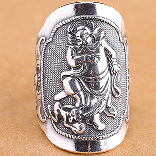Real Solid 990 Sterling Silver Ring ChungKuel Totem Protection Punk Jewelry Open Size 8 9 10 11