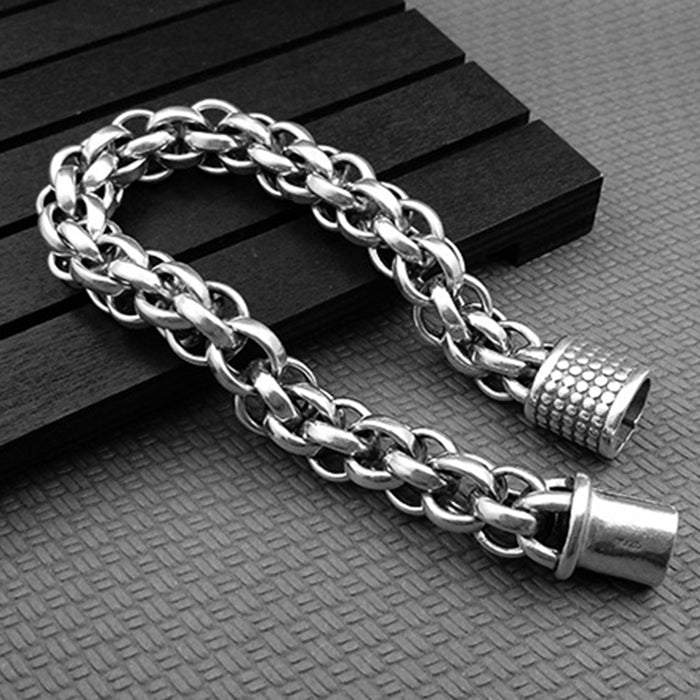 Huge Heavy Men's Solid 925 Sterling Silver Bracelet Round Link Chain Jewelry 7.9" to 9.5"