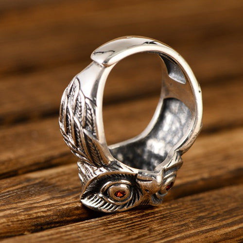 Real Solid 925 Sterling Silver Ring Animals Owl Fashion Punk Jewelry Open Size 8 9 10 11