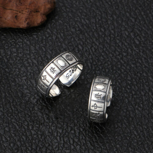Real Solid 925 Sterling Silver Rings Games Lucky Fashion Hip Hop Jewelry Open Size 6-12