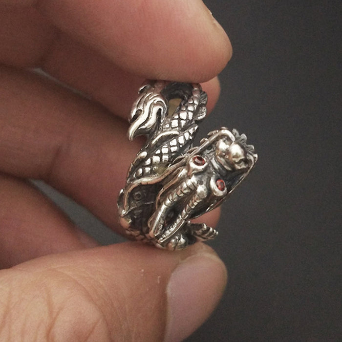 Real Solid 925 Sterling Silver Ring Animals Dragon Cubic Zirconia Punk Jewelry Size 7 8 9 10