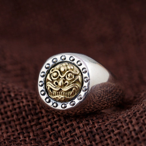 Real Solid 925 Sterling Silver Ring Auspicious Animals Pi Xiu Punk Jewelry Open Size 7 8 9 10 11