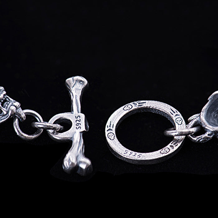 Men's Real Solid 925 Sterling Silver Bracelets Prajna Fashion OT-Buckle Punk Jewelry 8.5"