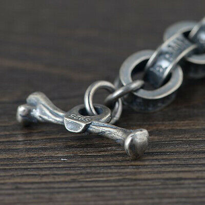 Real Solid 925 Sterling Silver Bracelet Round Link Animals Dragon Loop Om-Mani-Padme-Hum 8.66"