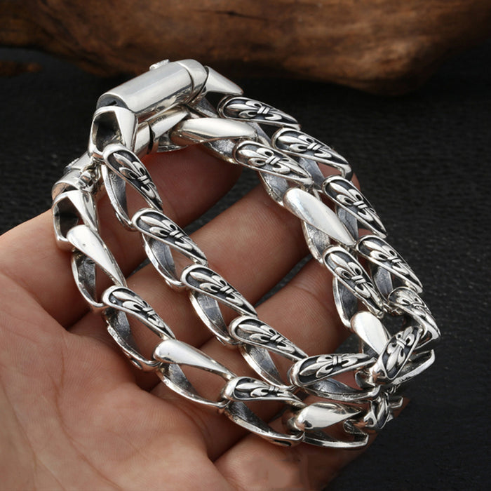 Men's Real Solid 925 Sterling Silver Bracelet Miami Cuban Chain Anchor Punk Jewelry 8.3"
