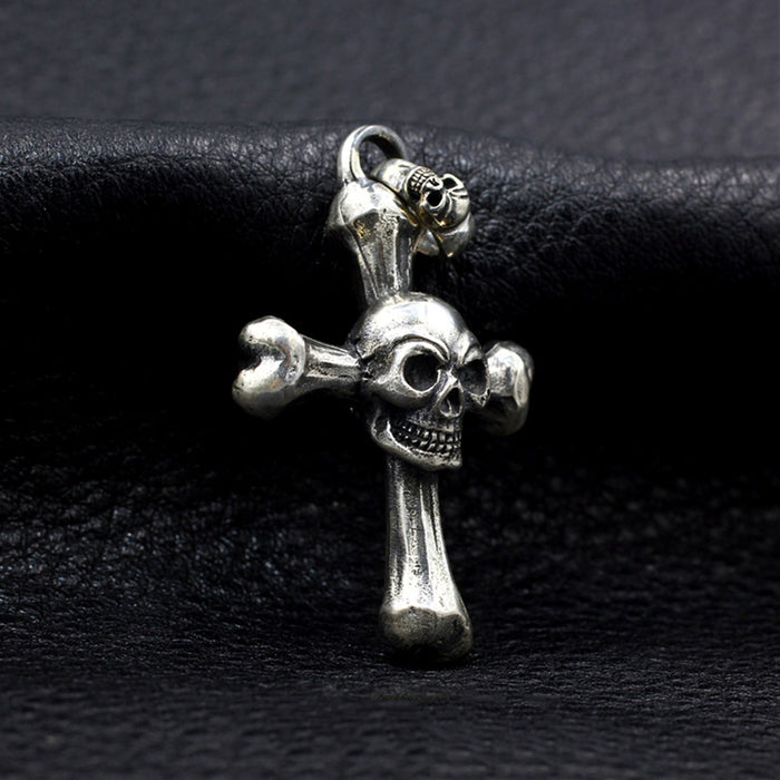 Men's Real Solid 925 Sterling Silver Pendants Skull Cross Jewelry