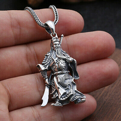 Real 925 Sterling Silver Pendant God-of-War Duke Guan Jewelry