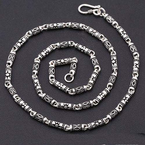 Genuine Solid Sterling Silver Silver Cylinder Chain Men's Necklace 18"-24"