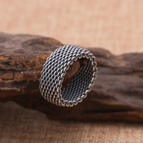 Real Solid 925 Sterling Silver Ring Braided Twist Hemp Vines Punk Jewelry Size 8 9 10 11
