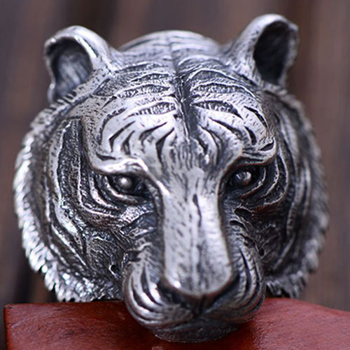 Huge Heavy Real Solid 925 Sterling Silver Ring Animals Tiger Punk Jewelry Size 8 9 10 11 12