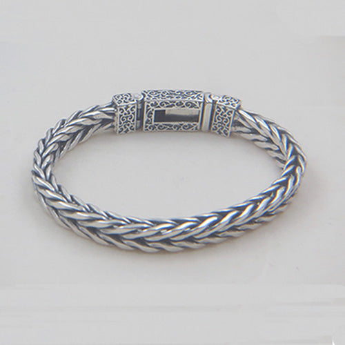 Real Solid 925 Sterling Silver Bracelet Link Chain Braided Fashion Jewelry 7.5" - 8.3"