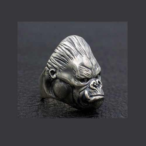 Real Solid 925 Sterling Silver Ring Gorilla Animals Punk Jewelry Size 7 8 9 10 11