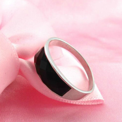 Real 925 Sterling Silver Ring Black Agate Men's Size 7 8 9 10 11