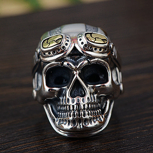 New Real Solid 925 Sterling Silver Ring Skeletons Skulls Hip Hop Jewelry Open Size 8-11