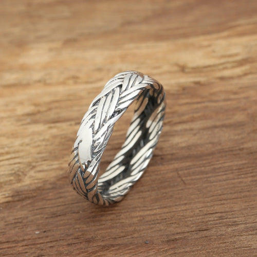 Real Solid 925 Sterling Silver Ring Braided Twisted Punk Jewelry Size 6 7 8 9 10 11